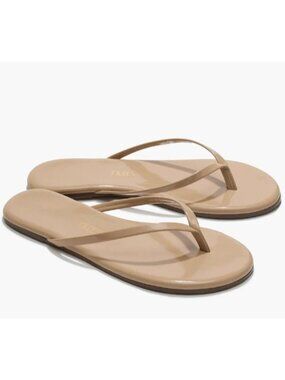 TKEES Nude Leather Flip Flops Sandals Size 10/EU 41 Minimalist Beige Thong Flats